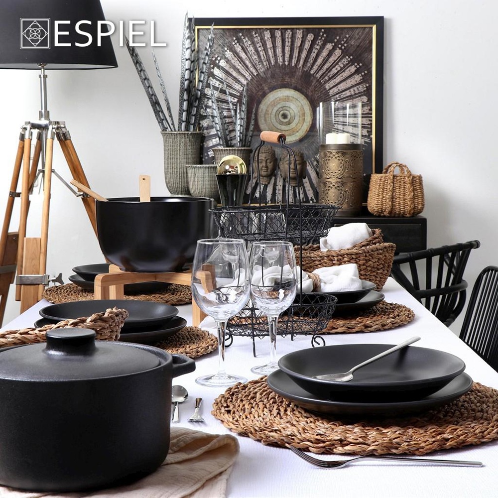 Πιάτο Πορσελάνινο Μαύρο Ματ Φρούτου 19cm Espiel Terra Matt Black TLM103 - 3