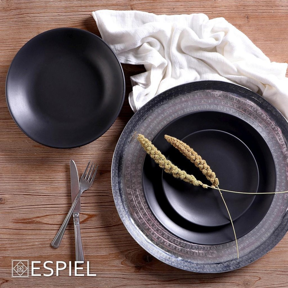 Πιάτο Πορσελάνινο Μαύρο Ματ Φρούτου 19cm Espiel Terra Matt Black TLM103 - 4