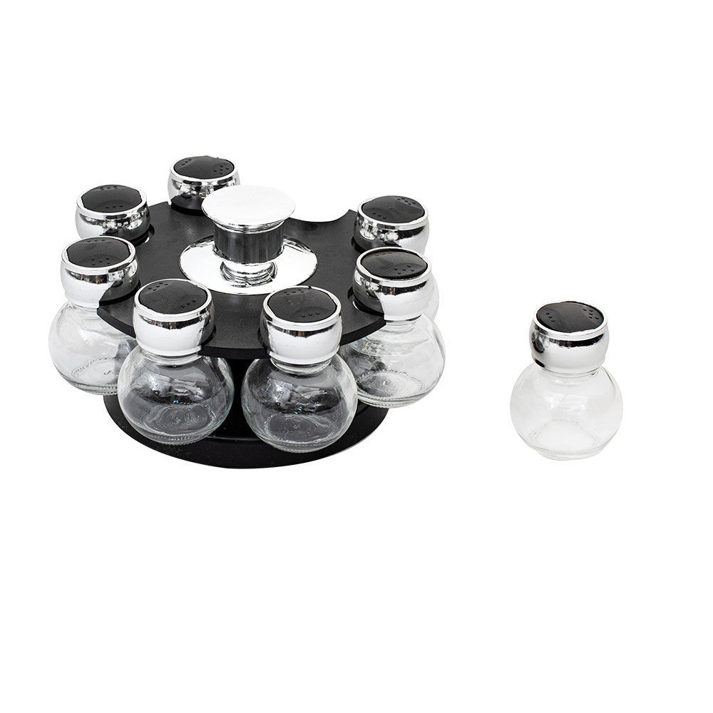 Δοχεία Μπαχαρικών Γυάλινα 8τμχ Σε Περιστρεφόμενη Βάση Πολυπροπυλένιο Φ23,2xH12,5cm εstia 01-8925 - 2