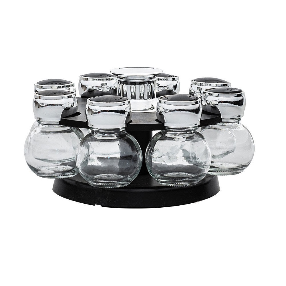 Δοχεία Μπαχαρικών Γυάλινα 8τμχ Σε Περιστρεφόμενη Βάση Πολυπροπυλένιο Φ23,2xH12,5cm εstia 01-8925 - 3