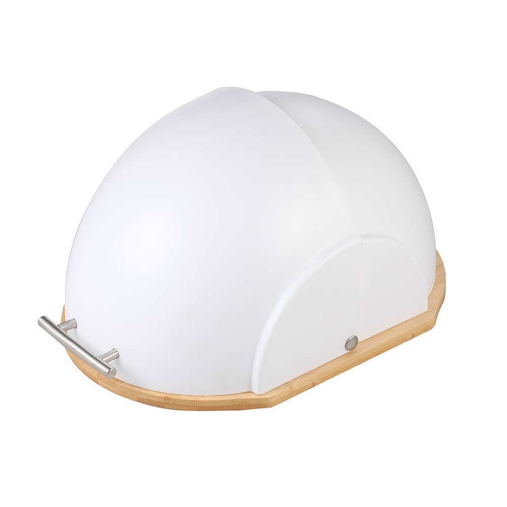 Ψωμιέρα Πλαστική Λευκή Με Βάση Κοπής Bamboo 36,9x26,3xH20,2cm εstia Home Art 01-9335 - 