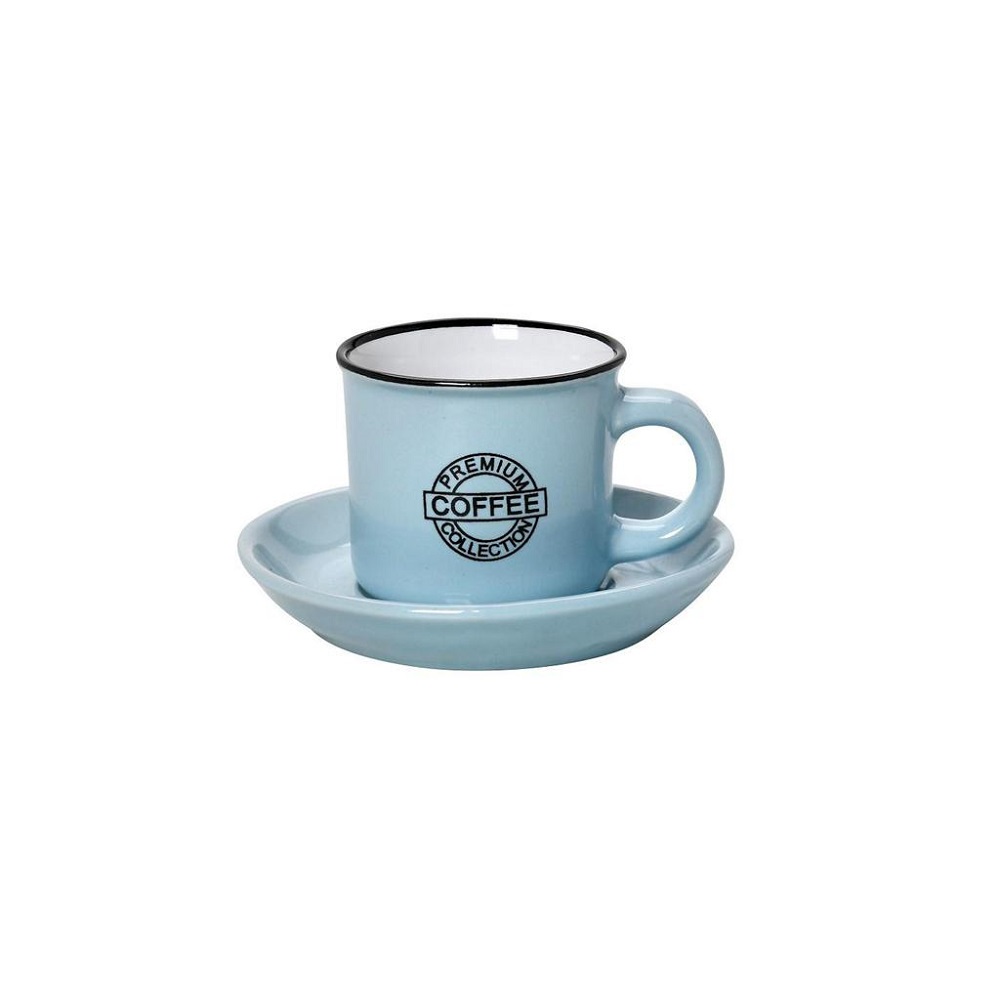 Φλιτζάνι Espresso 90ml Με Πιατάκι Φ6,3xH11cm Stoneware Γαλάζιο Coffee Espiel HUN306K12 - 