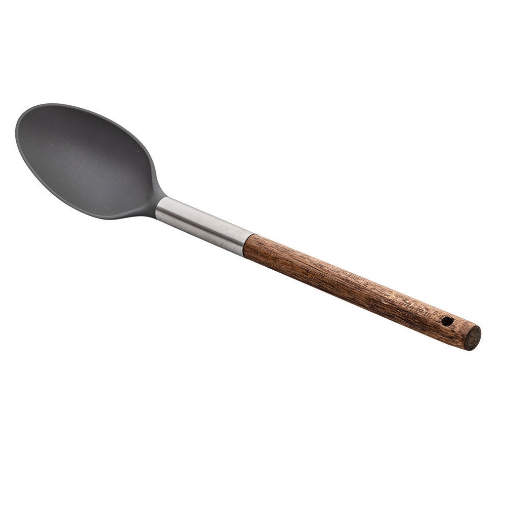 Κουτάλα Ρηχή Nylon 34cm Με Ξύλινη Λαβή Stone εstia Home Art 01-2657 - 2