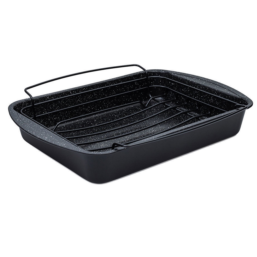 Ταψί Αντικολλητικό Ορθογώνιο Ανθρακούχου Χάλυβα 6Lt 45,5x37xH7cm Με Σχάρα Magma εstia Home Art 01-8437 - 