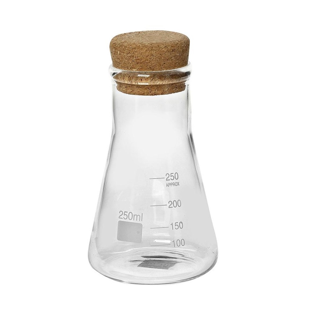 Δοχείο Δοσομετρητής Γυάλινο 250ml Με Καπάκι Φελλό Φ8,5xH15,5cm Modern Espiel LOR612 - 1