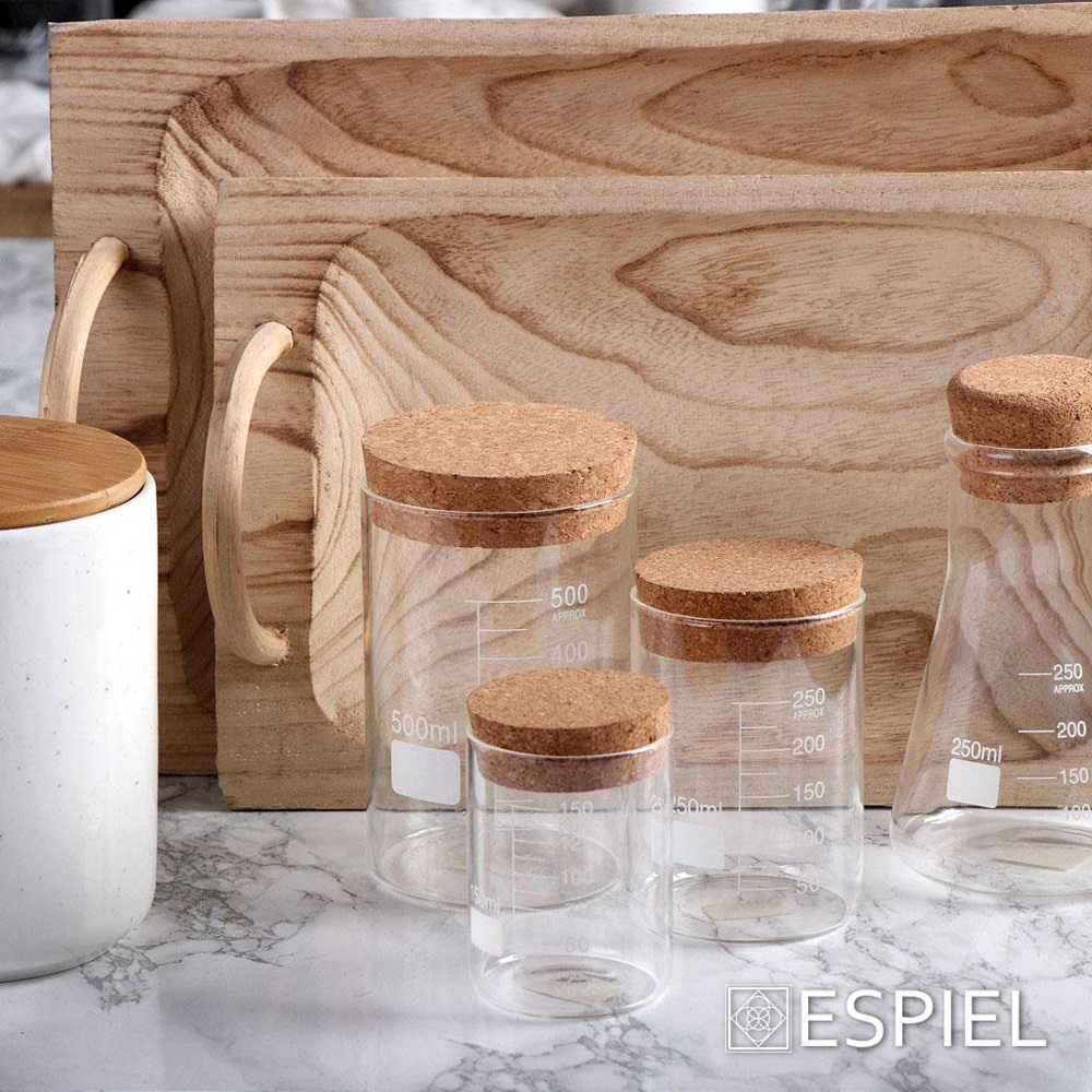 Δοχείο Δοσομετρητής Γυάλινο 250ml Με Καπάκι Φελλό Φ8,5xH15,5cm Modern Espiel LOR612 - 5