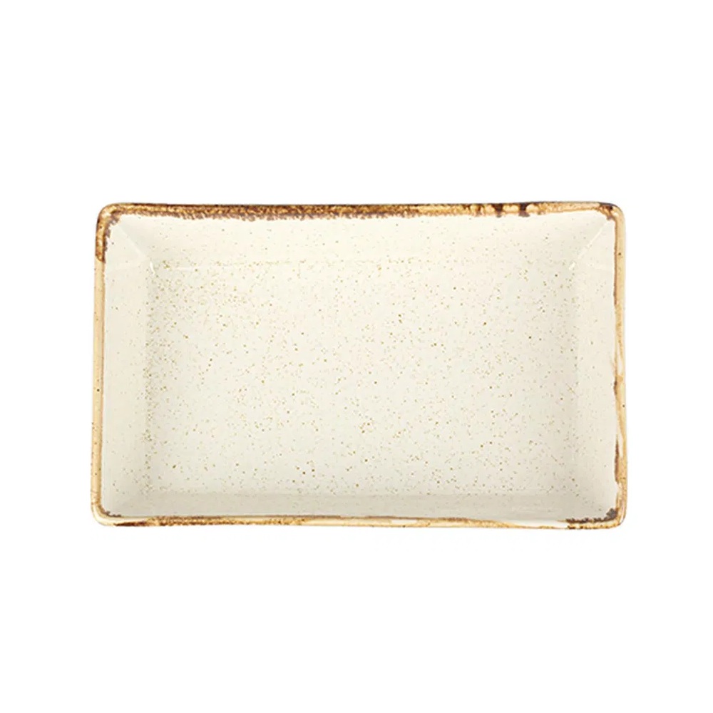 Πιατάκι Πορσελάνης Ορθογώνιο Κουπ Μπεζ 8x14cm Porland Seasons 04ALM002059 - 
