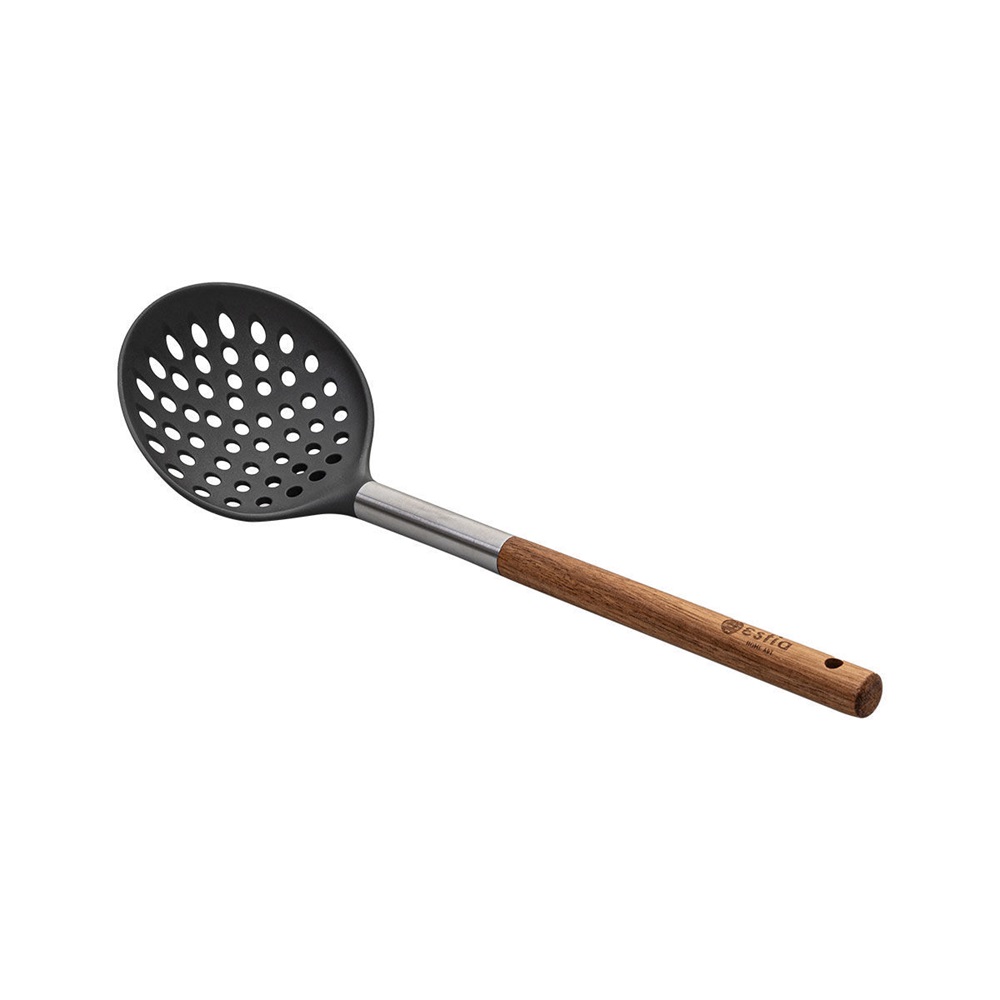 Κουτάλα Τρυπητή Πλαστική Νάιλον 34cm 220°C Με Ξύλινη Λαβή Stone εstia Home Art 01-2633 - 2