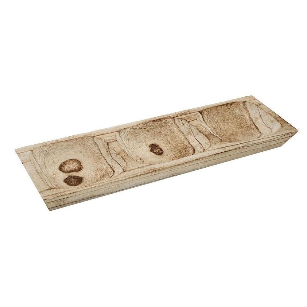 Ξηροκαρπιέρα 3 Θέσεων Ξύλινη 45x13xH4cm Paulownia White Espiel XYP209 - 1