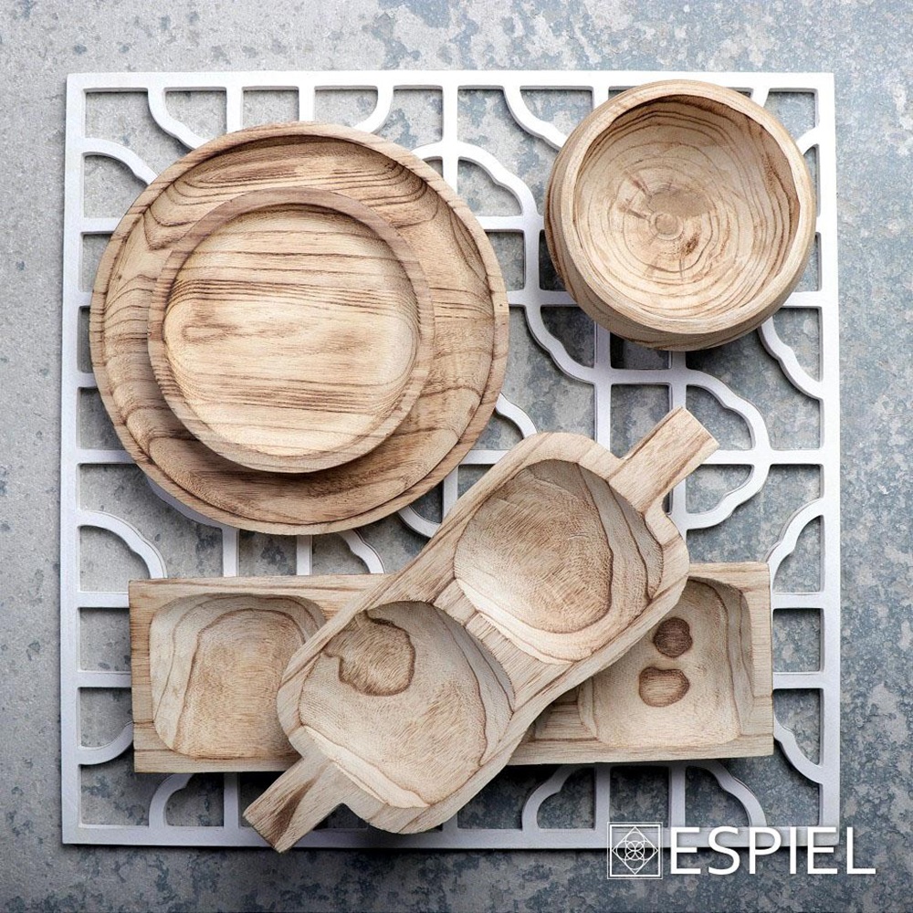 Ξηροκαρπιέρα 3 Θέσεων Ξύλινη 45x13xH4cm Paulownia White Espiel XYP209 - 3