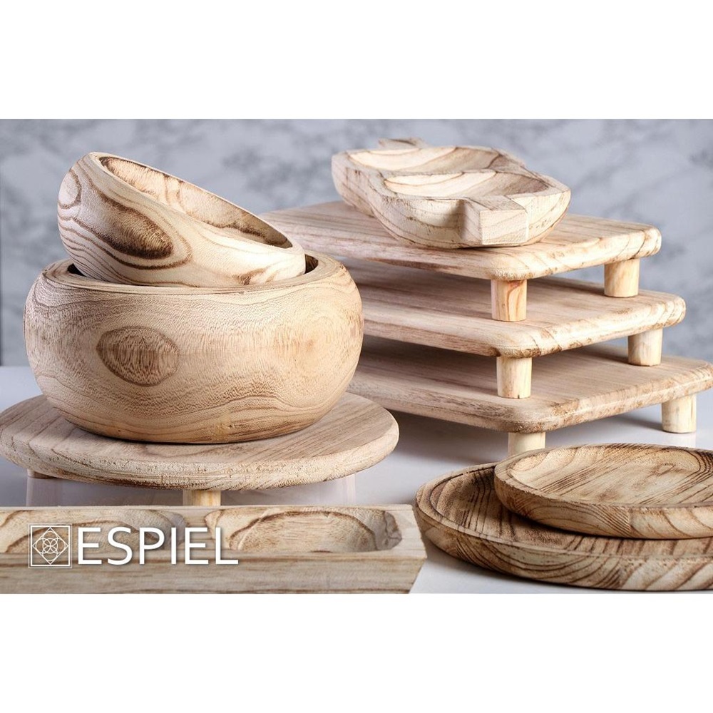 Ξηροκαρπιέρα 3 Θέσεων Ξύλινη 45x13xH4cm Paulownia White Espiel XYP209 - 4