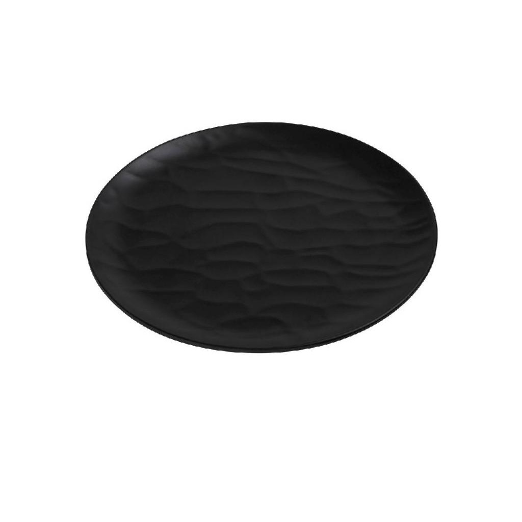 Πιάτο Ρηχό Στρογγυλό Μαύρο 25εκ Wavy Matte Μελαμίνης TRIA MLB345 - 