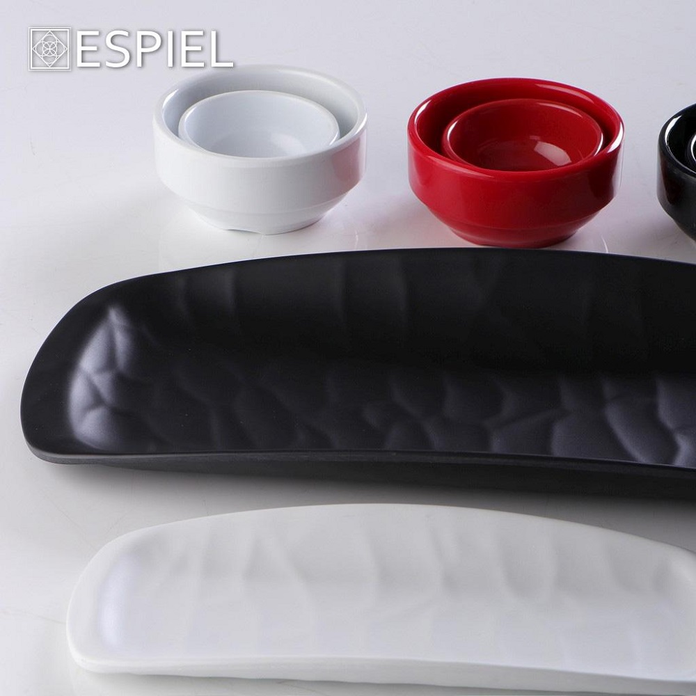 Πιατέλα-Γόνδολα Μελαμίνης Ορθογώνια 20,5x8,5xH2cm Wavy Black Matt Tria MLB382K96 - 2