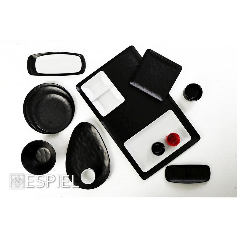 Πιατέλα-Γόνδολα Μελαμίνης Ορθογώνια 20,5x8,5xH2cm Wavy Black Matt Tria MLB382K96 - 3