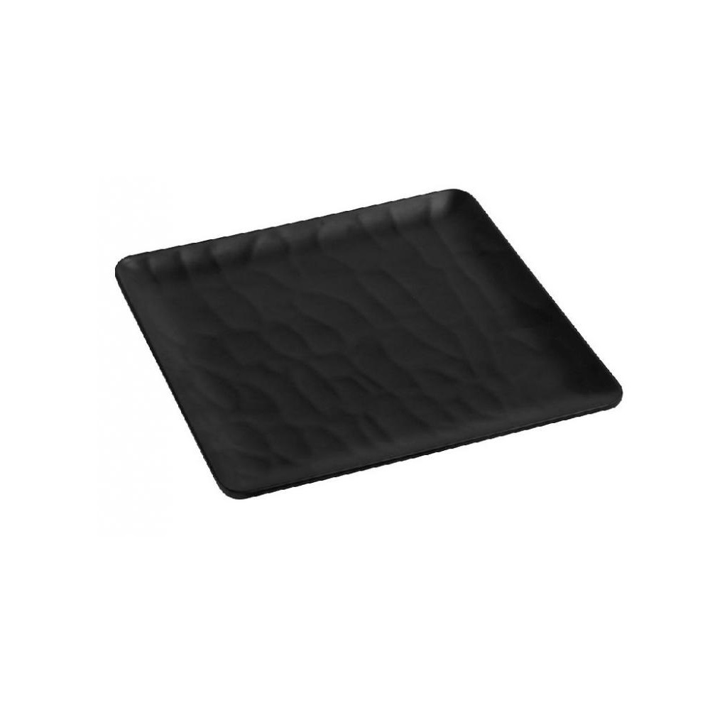 Πιάτο Μελαμίνης Ρηχό Τετράγωνο 18x18xH1,2cm Black Matte Wavy Melamine Tria MLB347 - 