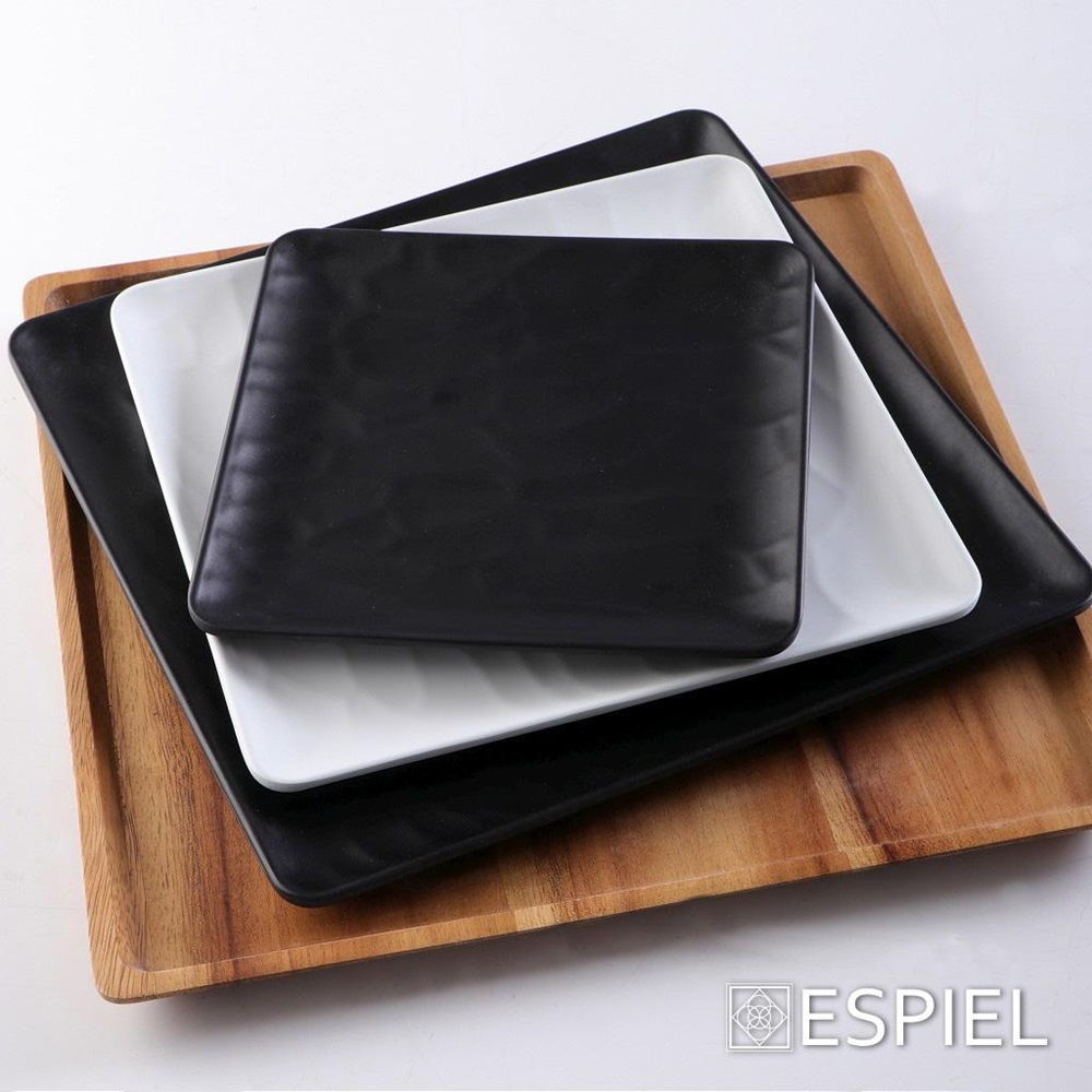 Πιάτο Μελαμίνης Ρηχό Τετράγωνο 18x18xH1,2cm Black Matte Wavy Melamine Tria MLB347 - 3