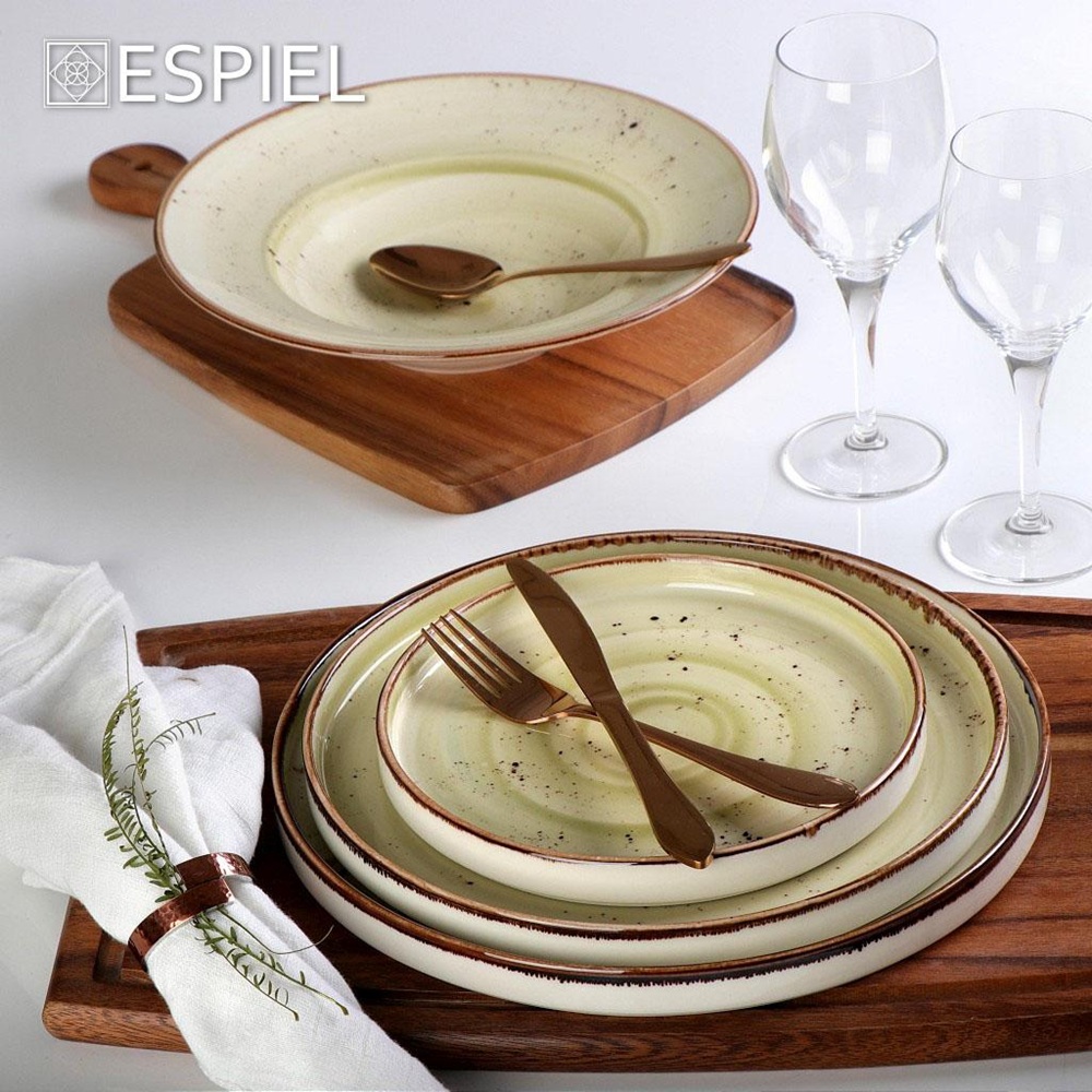 Πιάτο Βαθύ Πορσελάνης Spaghetti 25.5x4.5εκ – Terra Green Espiel TLH105K6 - 3