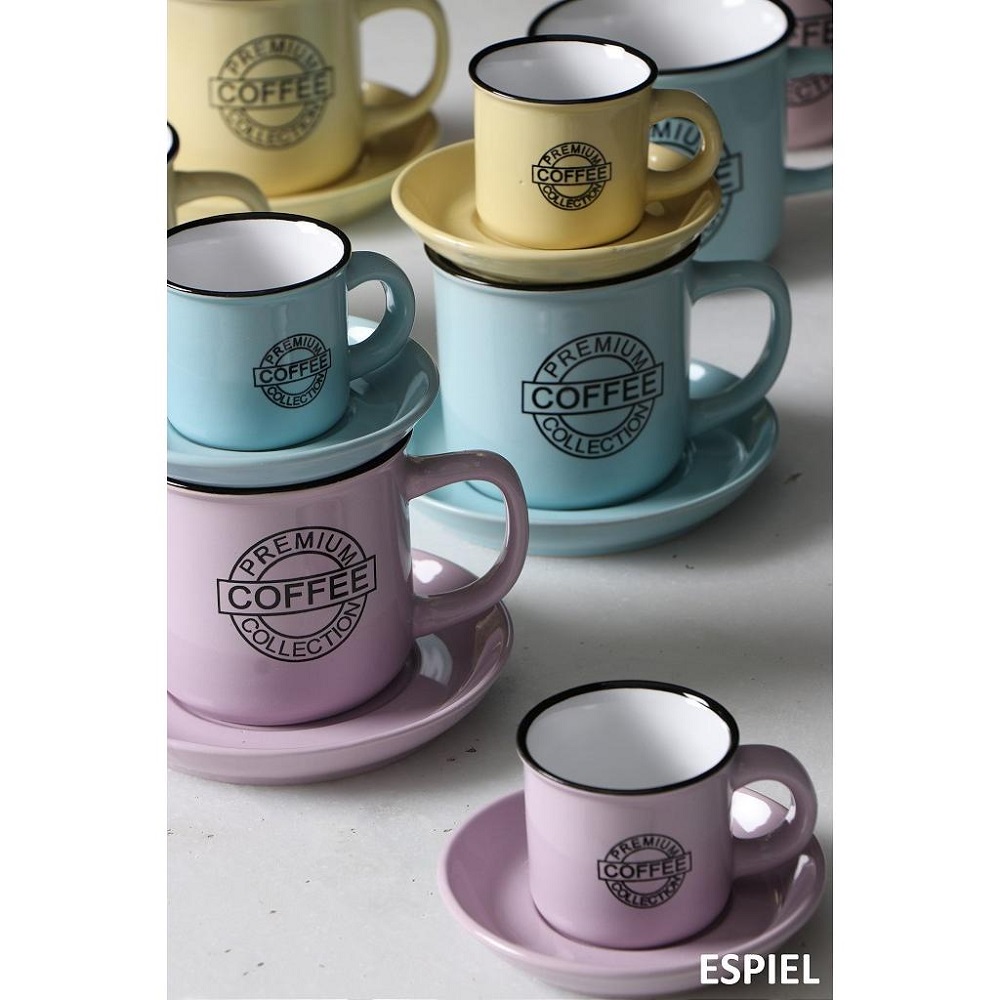 Φλιτζάνι Cappuccino 300ml Με Πιατάκι Φ9xH14cm Stoneware Κίτρινο Coffee Espiel HUN310K6 - 2
