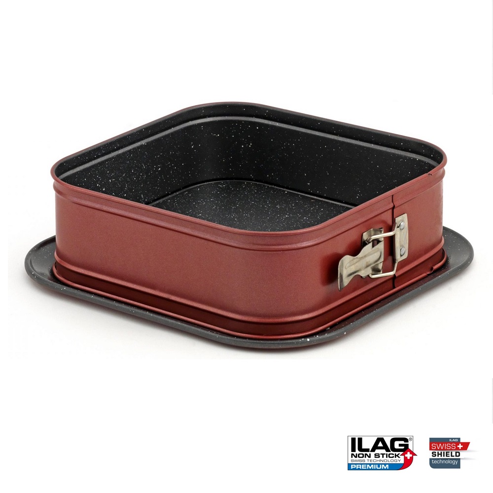 Φόρμα Τετράγωνη Λυόμενη No24 Από Ανθρακούχο Χάλυβα Αντικολλητική Με Μεγάλο Πάτο 2τμχ Iris Granite Keystone 03.64.24