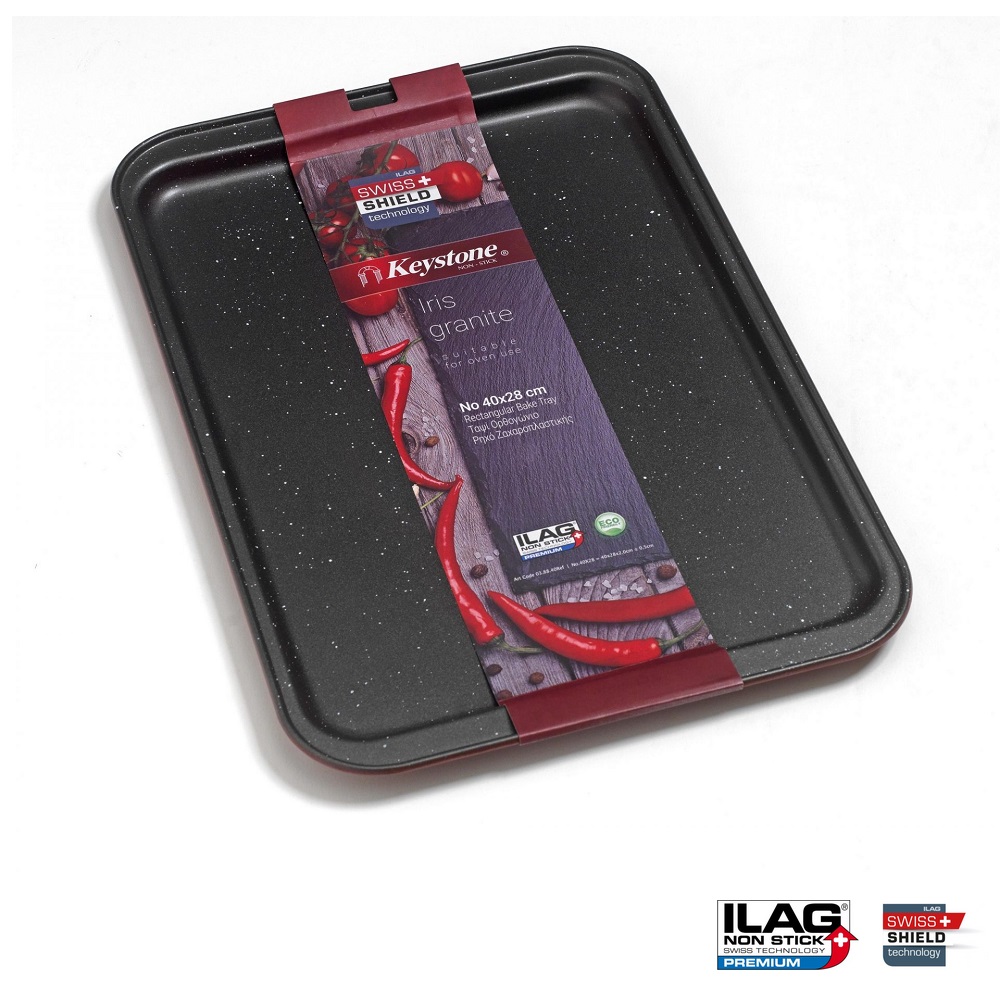 Ταψί Ρηχό Ζαχαροπλαστικής No40 Από Ανθρακούχο Χάλυβα Αντικολλητικό Iris Granite Keystone 03.88.40 - 