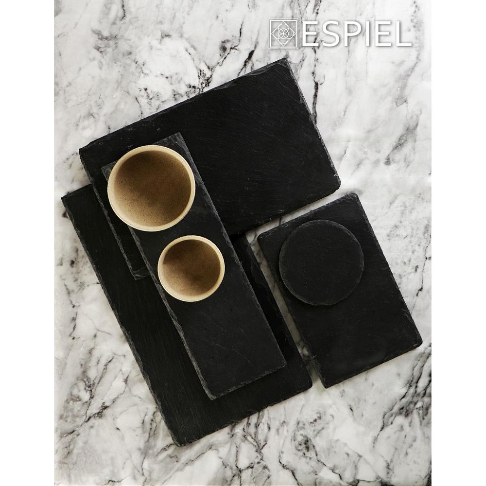 Σουβέρ Πέτρινα Στρογγυλά Μαύρα Σετ 6 τμχ Ø10xH0,4cm Espiel FAG105 - 3