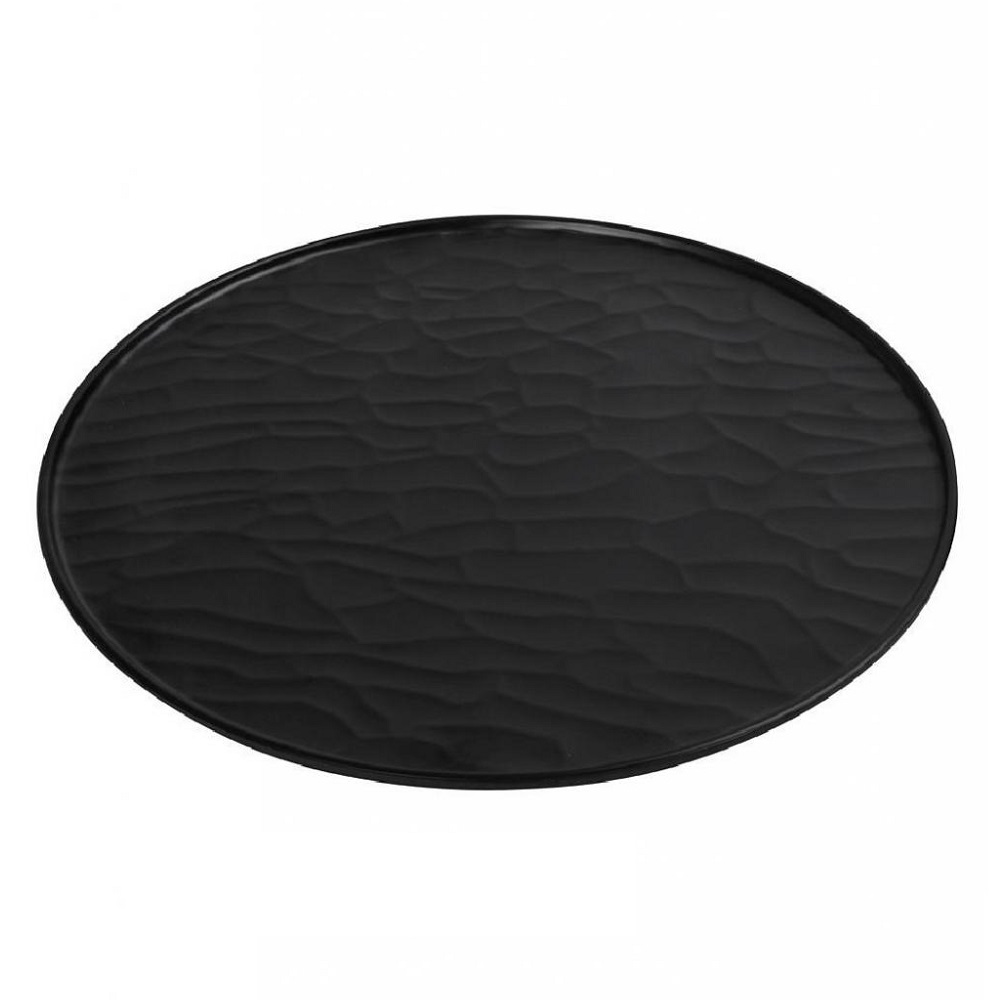 Πιάτο Ρηχό Μελαμίνης Στρογγυλό Πίτσας Φ35xH1cm Wavy Black Matt Tria MLB335K18 - 1