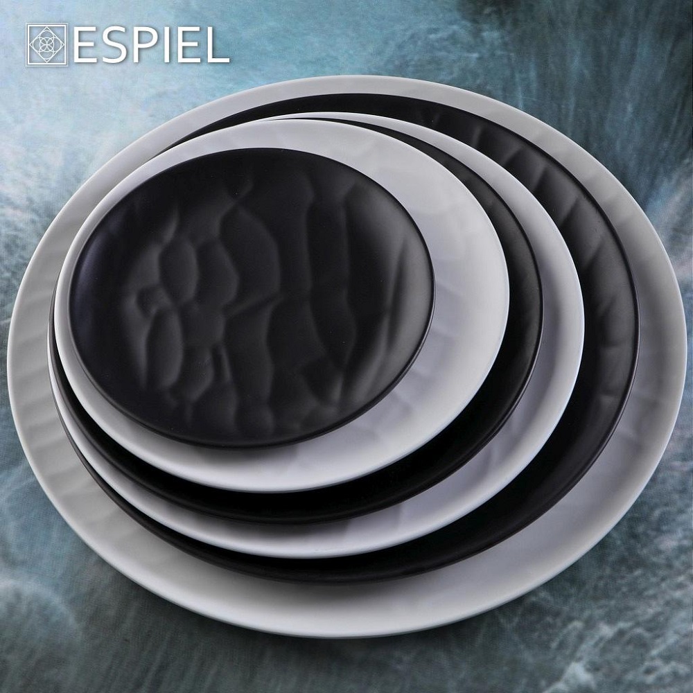Πιάτο Ρηχό Μελαμίνης Στρογγυλό Πίτσας Φ35xH1cm Wavy Black Matt Tria MLB335K18 - 3