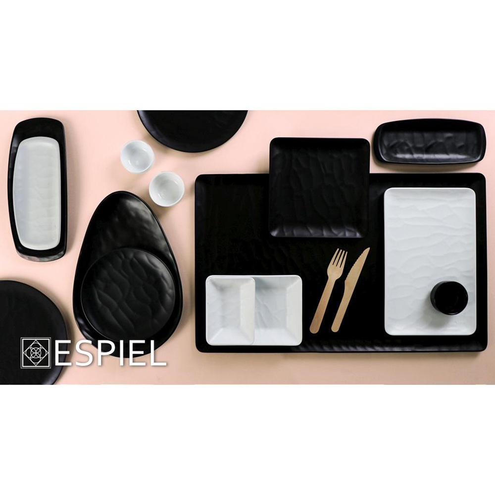 Πιάτο Ρηχό Τετράγωνο 26εκ Μελαμίνης Μαύρο Wavy Matte TRIA MLB349 - 2