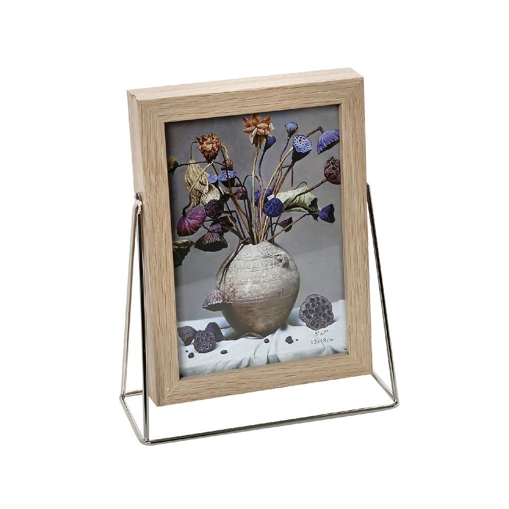 Κορνίζα Ξύλινη 13x18cm Με Ασημί Βάση 22x8xH15cm Modern Espiel FAM222 - 