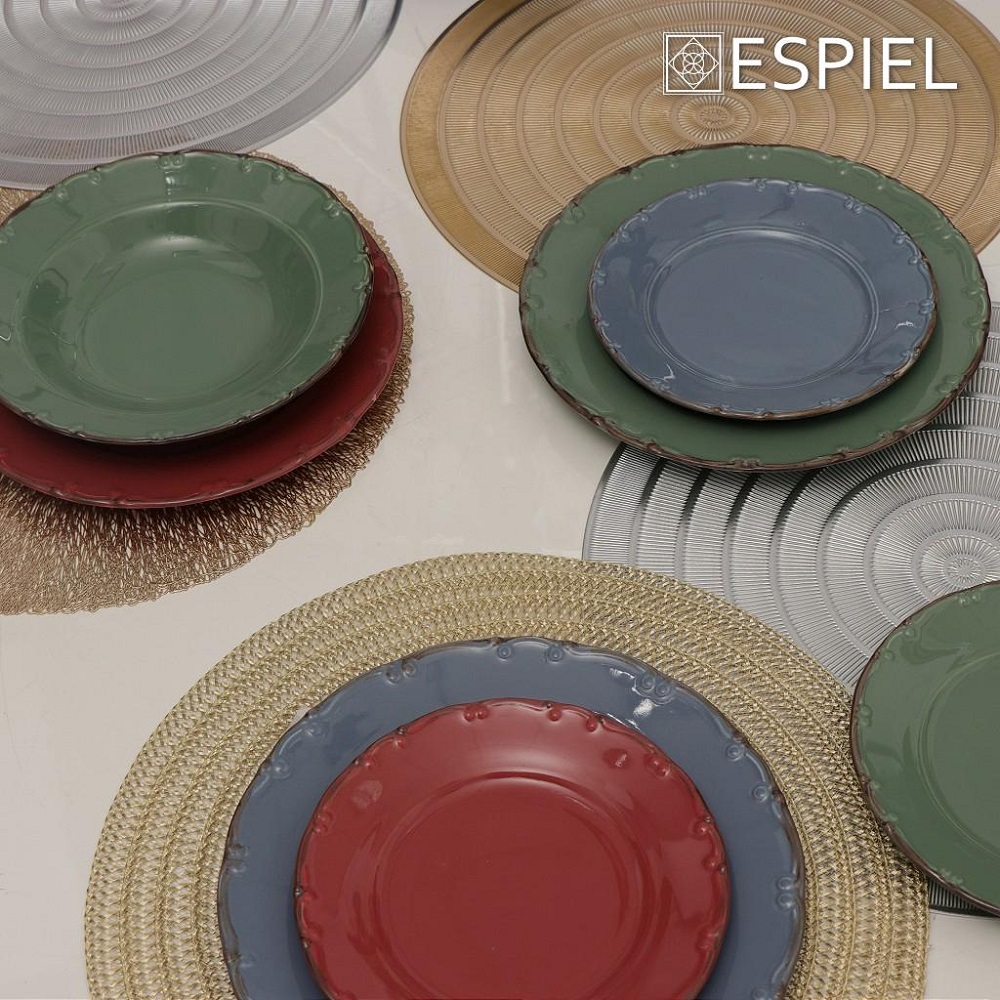 Πιάτο Ρηχό Πορσελάνης Με Καφέ Rim Φ19xH2cm Liana Espiel TLU103K6 - 5
