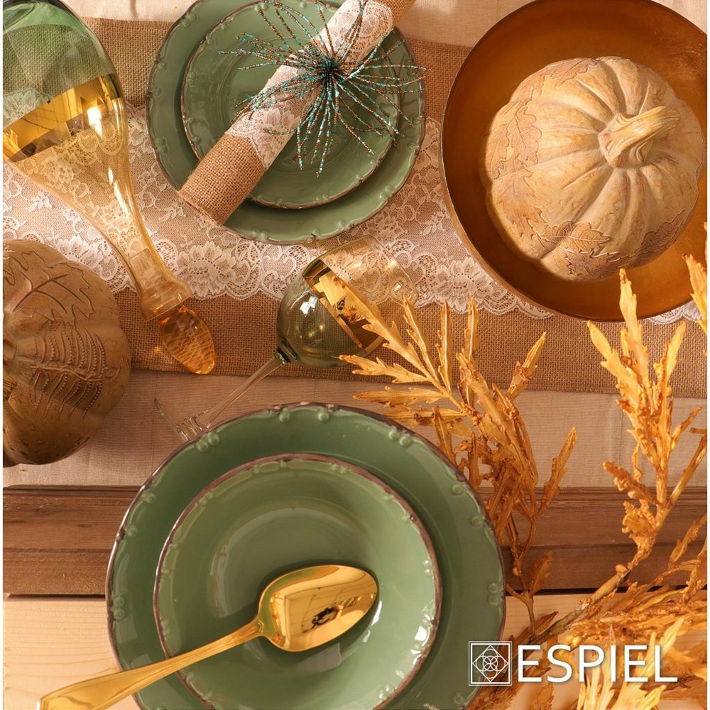 Πιάτο Βαθύ Πράσινο με Καφέ Λεπτομέρειες 23cm - Κομψότητα και Χρώμα για το Τραπέζι σας Liana Espiel TLU104 - 5