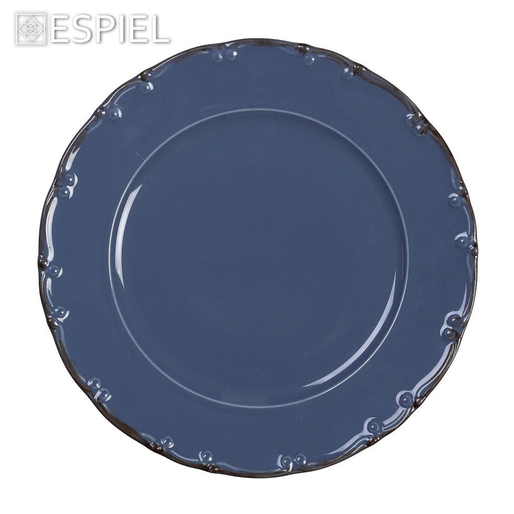Πιάτο Φρούτου Πορσελάνης Γαλάζιο Με Καφέ Rim 19cm LIANA Espiel TLZ103 - 2