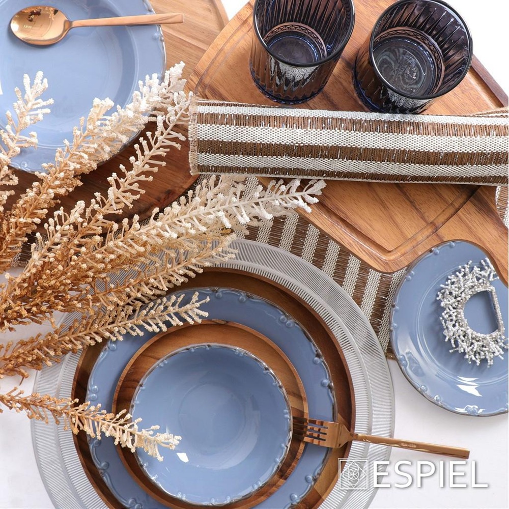 Πιάτο Φρούτου Πορσελάνης Γαλάζιο Με Καφέ Rim 19cm LIANA Espiel TLZ103 - 4