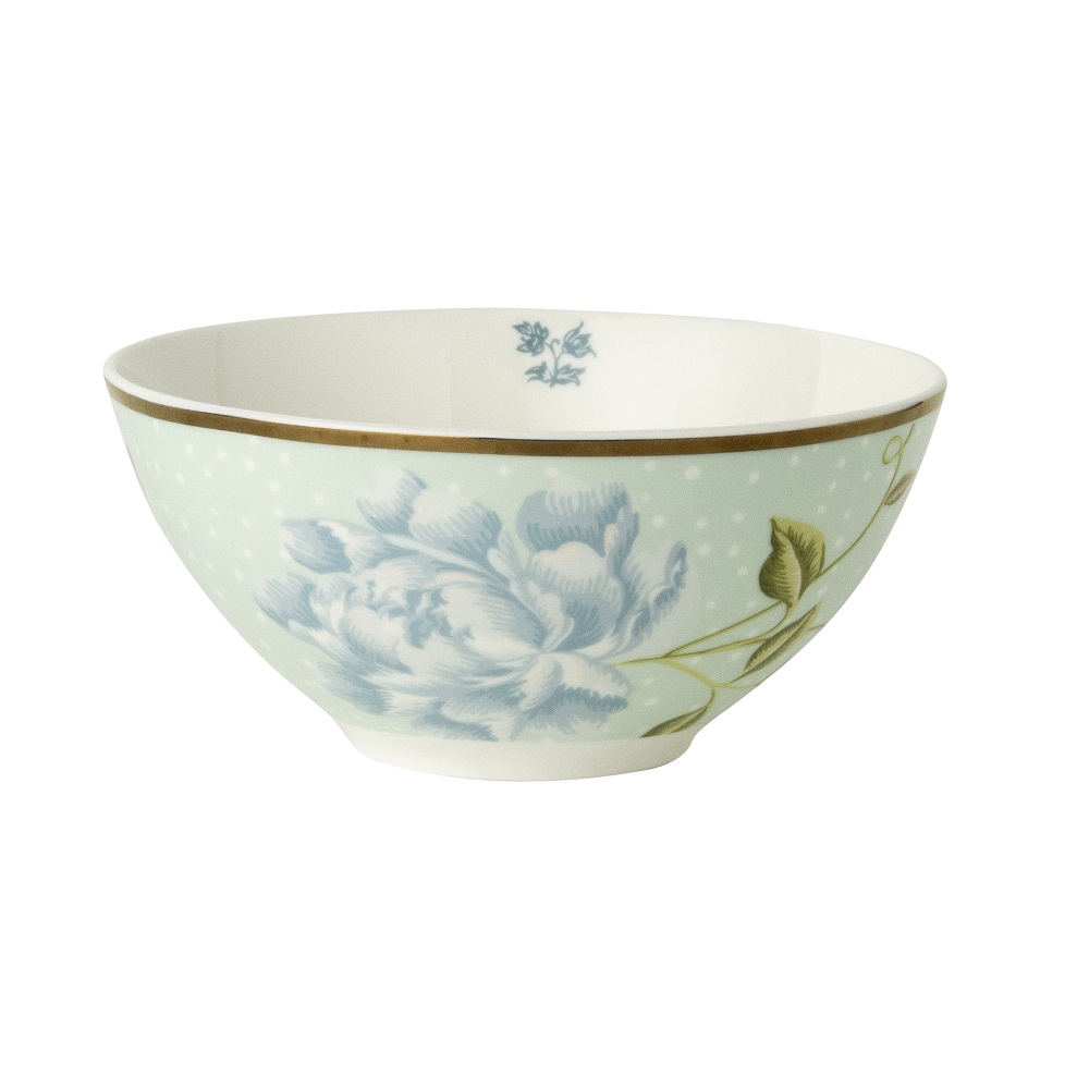 Μπολάκι Βαθύ Πορσελάνης Στρογγυλό Φ13xH6,1cm 420ml Mint Uni Heritage Laura Ashley LA180469 - 