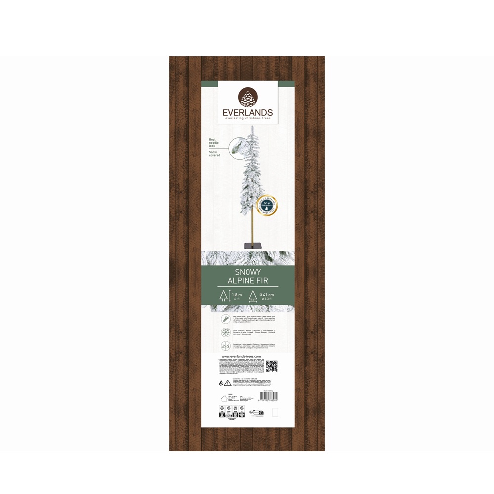 Χριστουγεννιάτικο Δέντρο Alpine Fir 180cm Με Χιόνι PE Πράσινο/Λευκό Everlands 680081 - 2