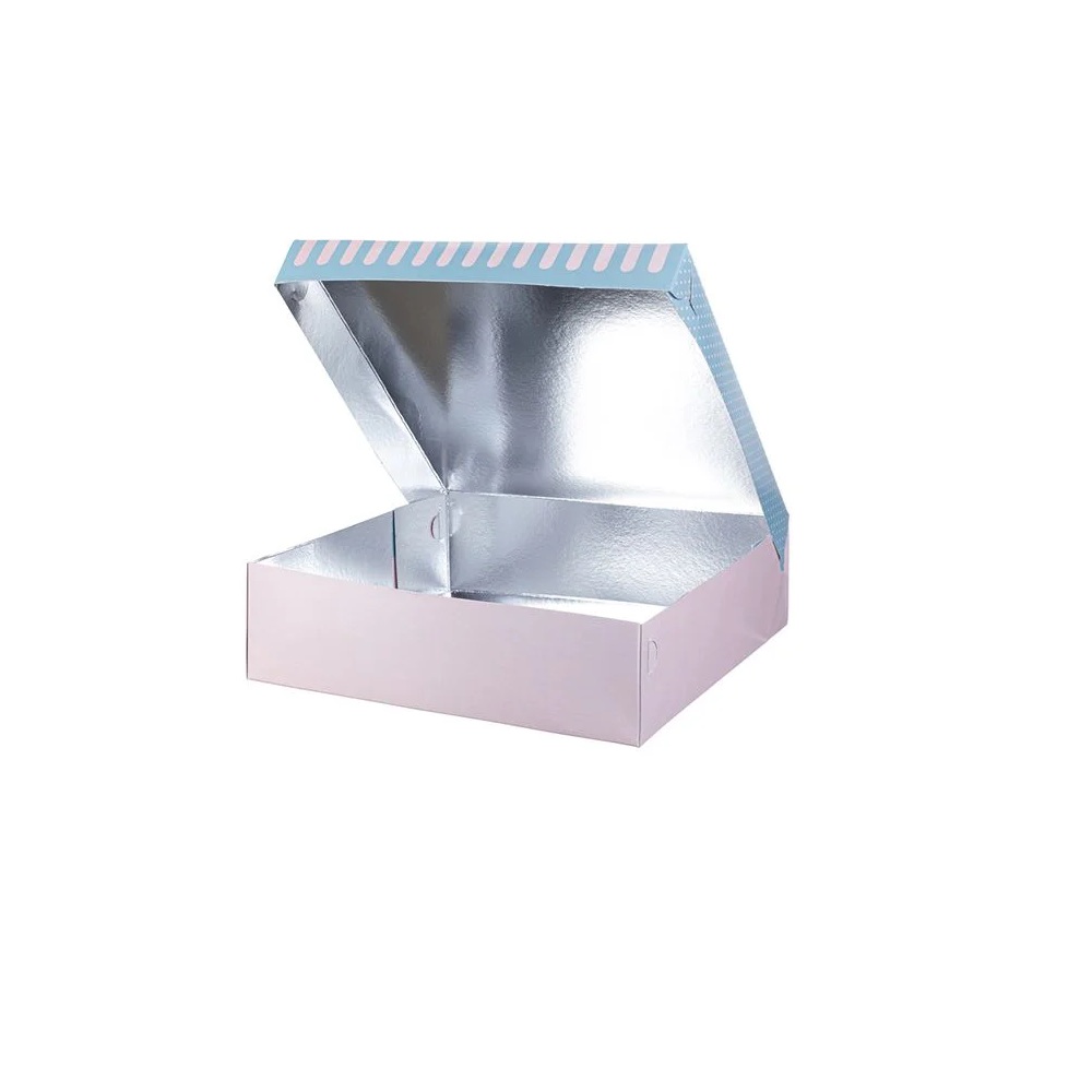 Κουτί Ζαχαροπλαστικής Patisserie K35 Χάρτινο Με Επίστρωση Metalised PET 35x35x10cm 1kg Intertan QK35PN - 3