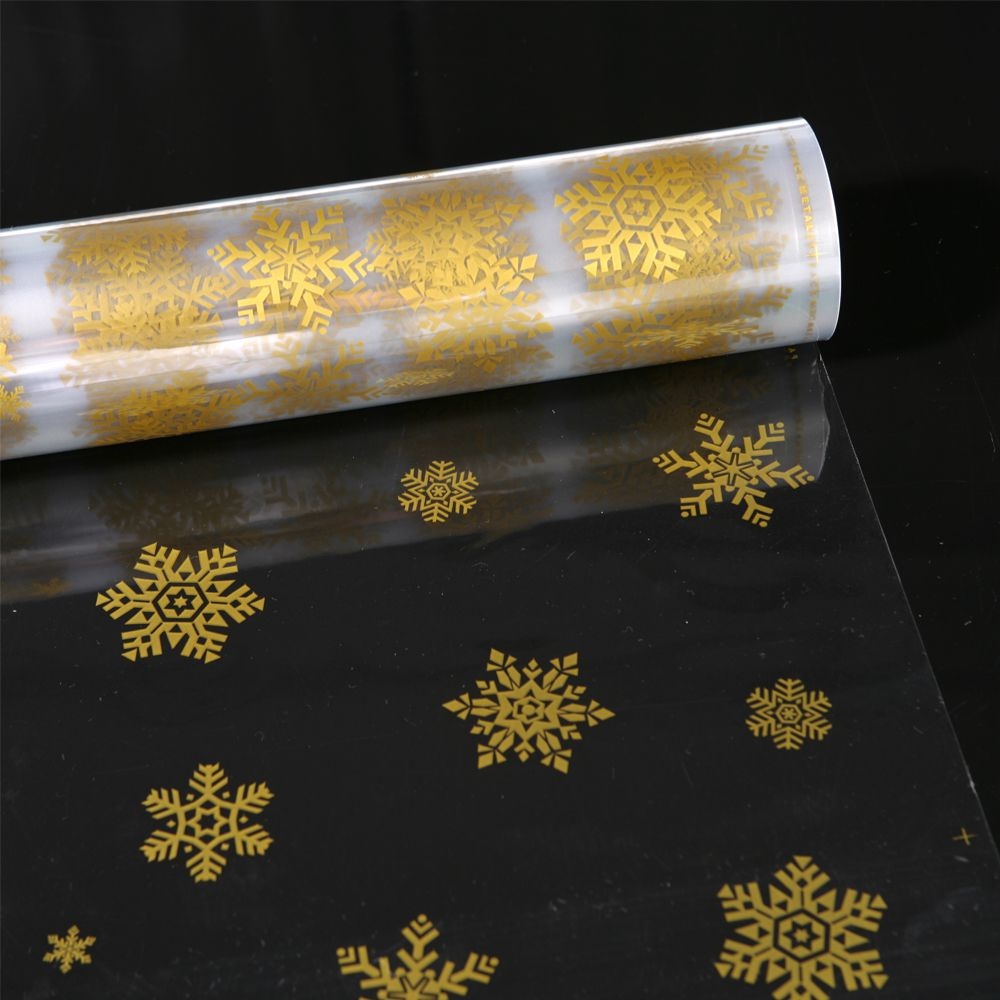 Σελοφάν Περιτυλίγματος Χριστουγεννιάτικο με Χρυσές Νιφάδες 80 εκ x 50 μ Ai Decoration 73647 - 