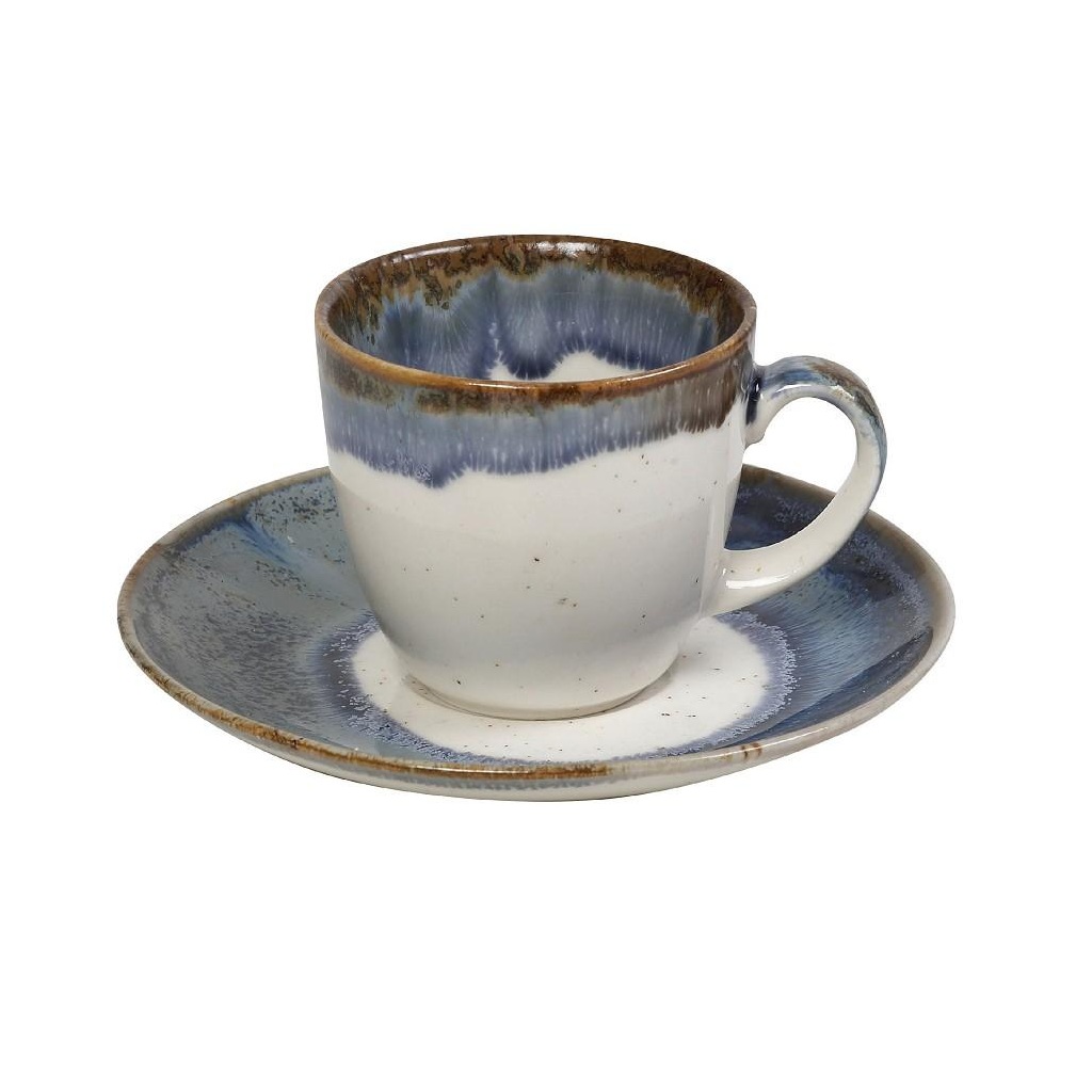 Φλιτζάνι Εσπρέσσο με Πιατάκι Πορσελάνη Reactive Blue 90 ml 12x6 εκ. ESPIEL OWR101K6 - 