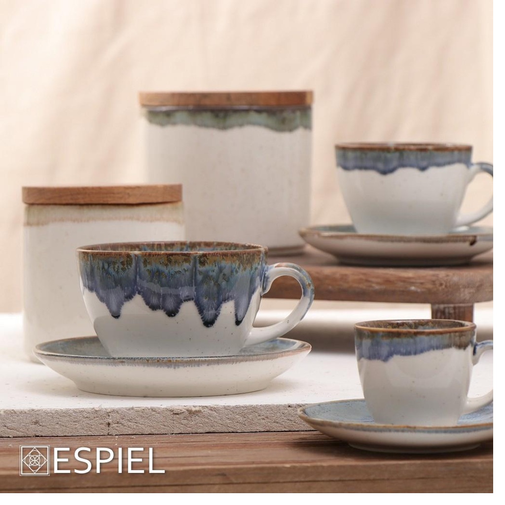 Φλιτζάνι Εσπρέσσο με Πιατάκι Πορσελάνη Reactive Blue 90 ml 12x6 εκ. ESPIEL OWR101K6 - 2