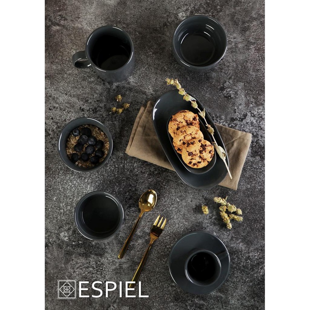 Φλιτζάνι Cappuccino 220ml & Πιατάκι Πορσελάνης Φ14xH7,5cm Anthracite Essentials Espiel OWB102K6 - 3