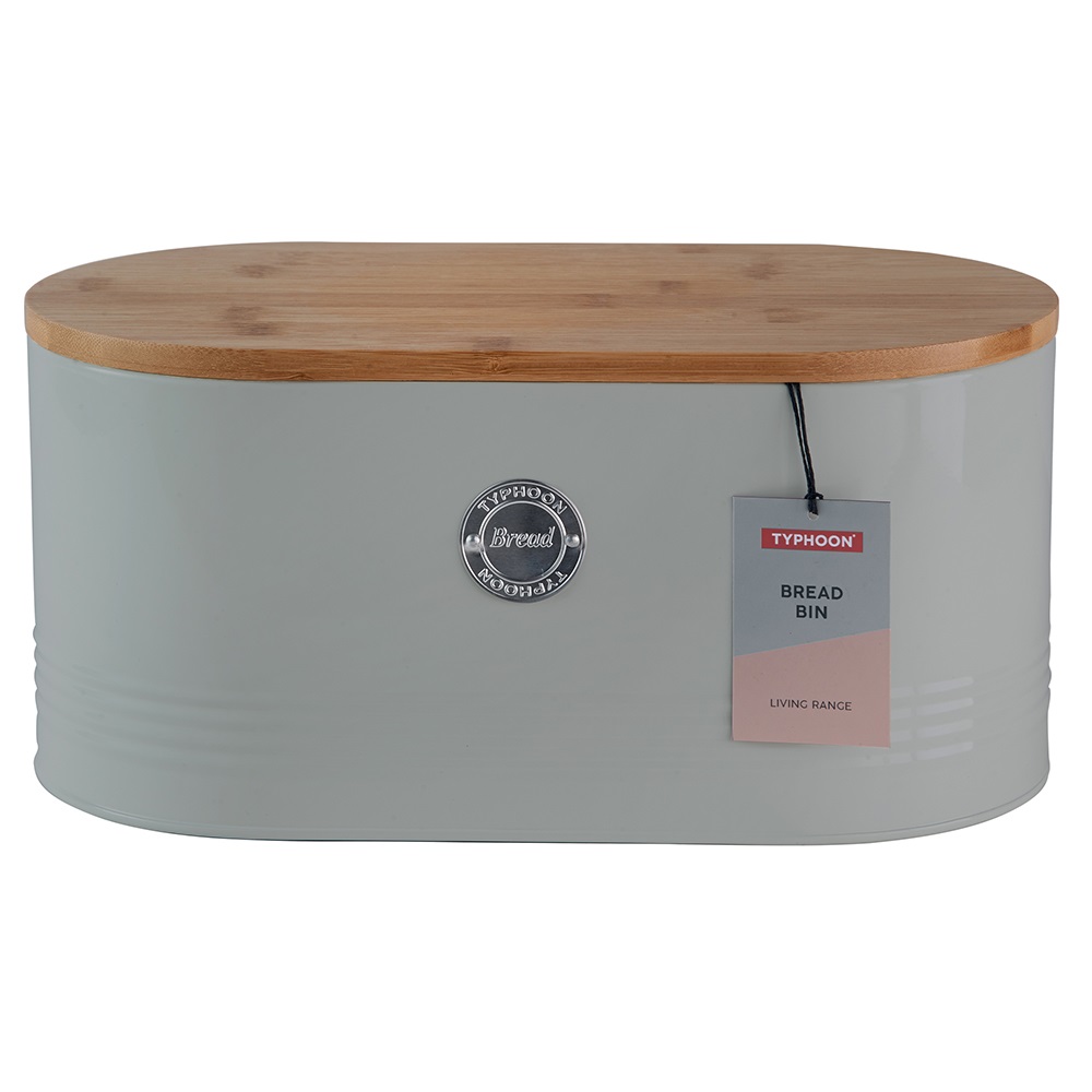 Ψωμιέρα Μεταλλική Γκρι 33,5x16xH18cm 7,5Lt Με Μπαμπού Καπάκι Typhoon 1400.734 - 2