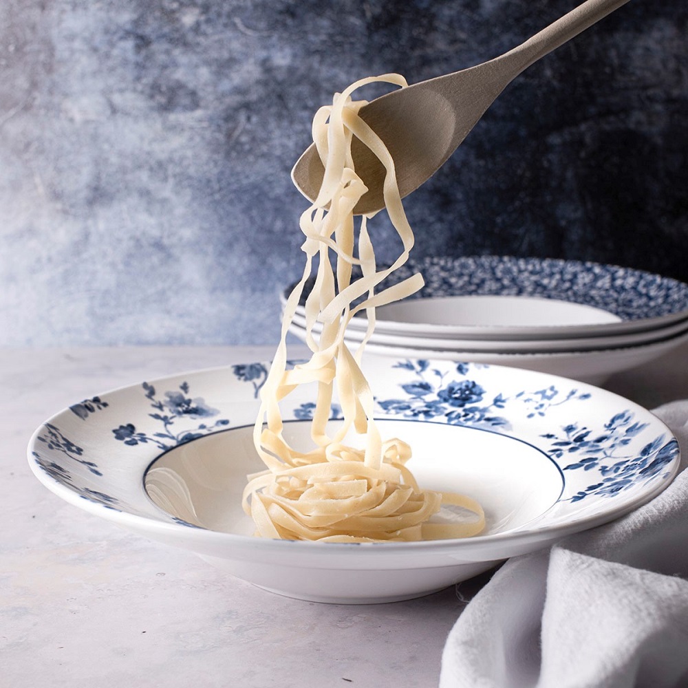 Πιάτο Pasta Στρογγυλό Πορσελάνης Φ27,5xH5,4cm Άσπρο-Μπλε Candy Stripe Blueprint Laura Ashley LA182772 - 3