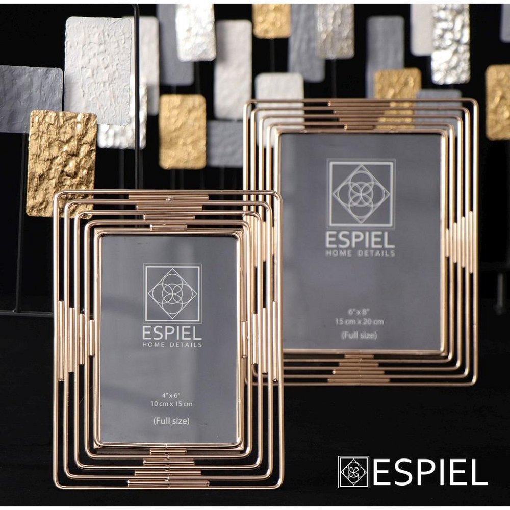 Κορνίζα Μεταλλική 10x15cm Χρυσή 15,5x2xH21cm Luxe Espiel FAM522 - 2