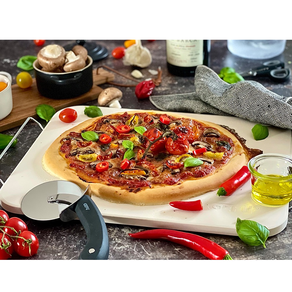 Πέτρα Ψησίματος Πίτσας Ø38cm Με Ανοξέιδωτη Βάση & Κόπτης Πίτσας & Δίσκο Πίτσας Σετ 4 Τεμαχίων Darioso Gefu 89534 - 3