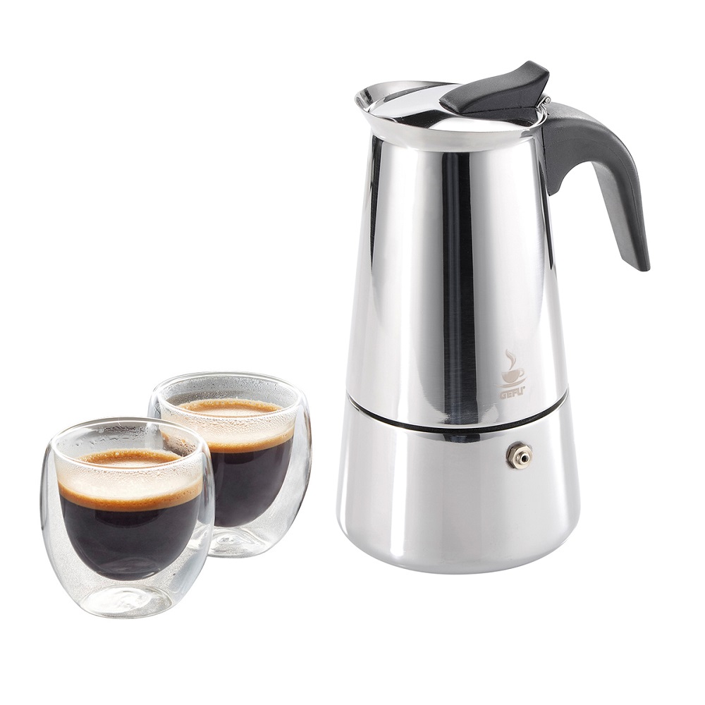 Μπρίκι-Παρασκευαστής Espresso 4cups & 2 Διπλού Τοιχώματος Ποτηράκια 80ml Emilio Gefu 00108 - 