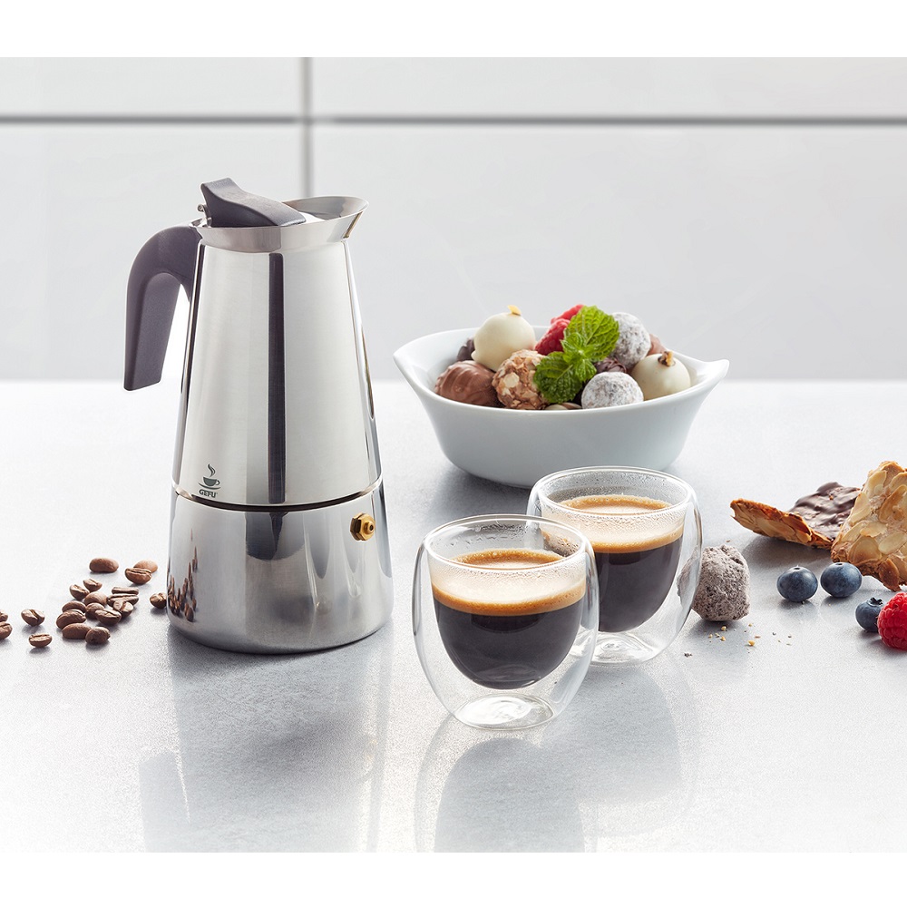 Μπρίκι-Παρασκευαστής Espresso 4cups & 2 Διπλού Τοιχώματος Ποτηράκια 80ml Emilio Gefu 00108 - 2