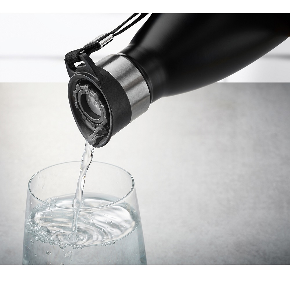 Μπουκάλι Ισοθερμικό Μαύρο Διπλού Τοιχώματος 500ml Ανοξείδωτο/Πλαστικό Olimpio Gefu 12731 - 2