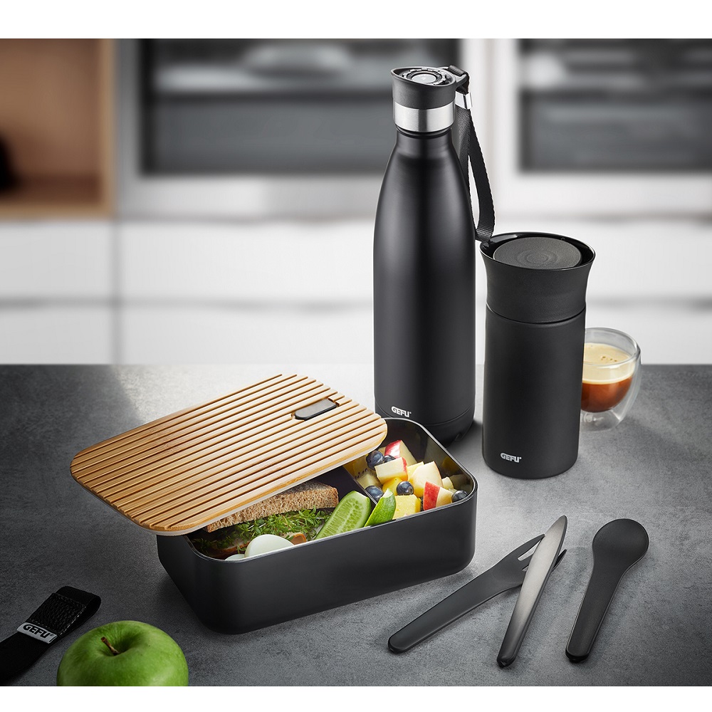 Μπουκάλι Ισοθερμικό Μαύρο Διπλού Τοιχώματος 500ml Ανοξείδωτο/Πλαστικό Olimpio Gefu 12731 - 3