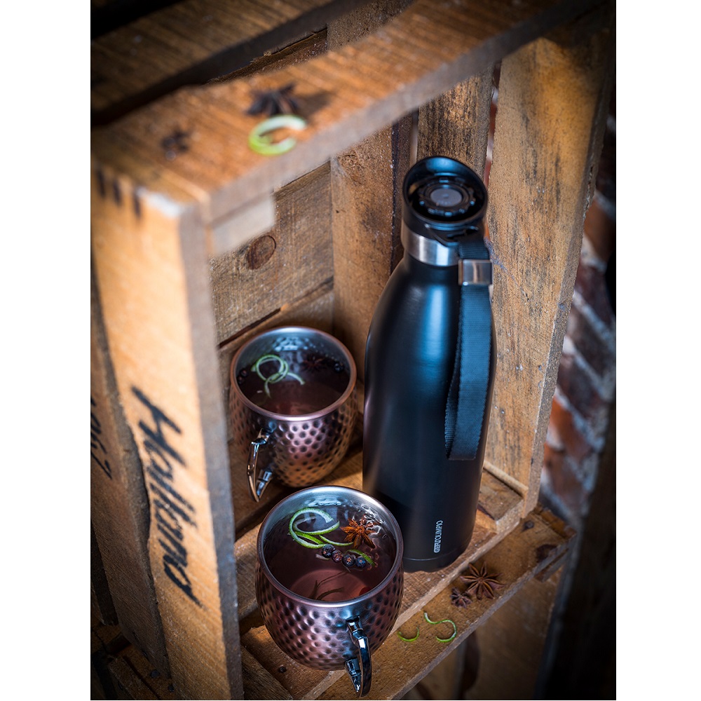 Μπουκάλι Ισοθερμικό Μαύρο Διπλού Τοιχώματος 500ml Ανοξείδωτο/Πλαστικό Olimpio Gefu 12731 - 4