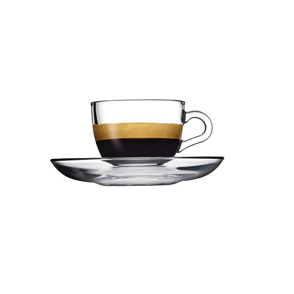 Φλιτζάνι Espresso 85ml & Πιατάκι Φ6,3xH5,2cm Γυάλινο Basic Pasabahce SP97984K6 - 1